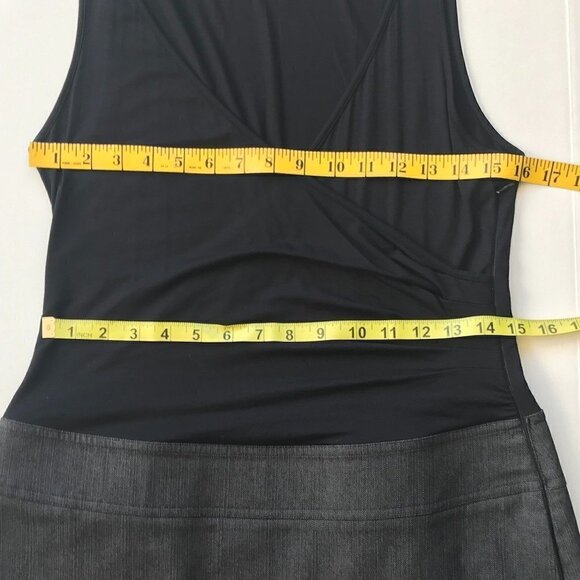 DKNY dress block black viscose stretch ontop & grey cotton sleeveless pockets 10 - Picture 14 of 16